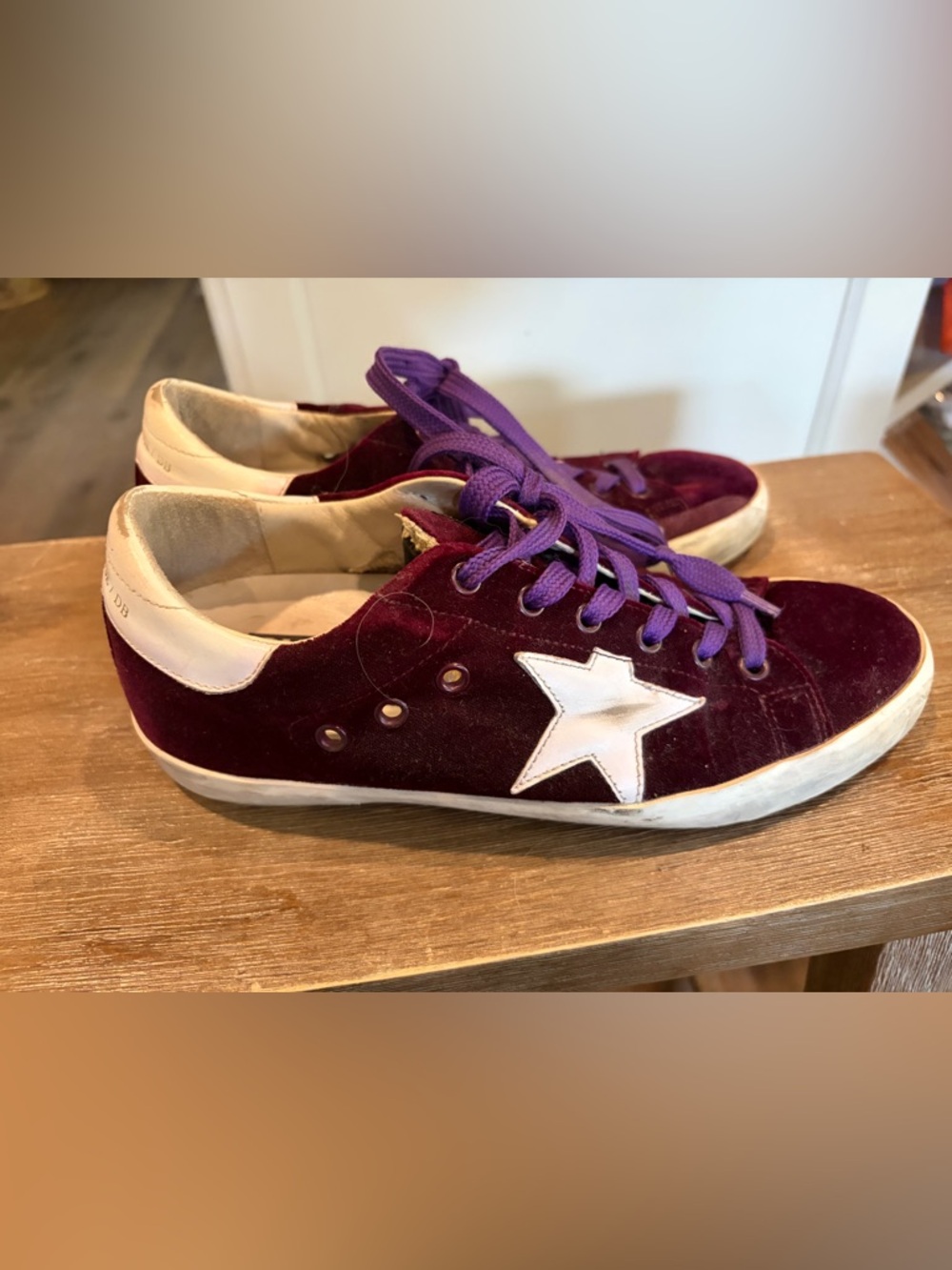 Golden Goose Burgundy Velvet Sneakers 37 6.5